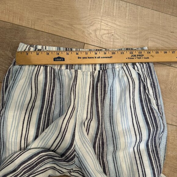 BRIGGS WOMENS BLUE STRIPED LINEN BLEND MEDIUM PULL ON PANTS - Picture 4 of 8